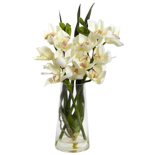 19&#x22; Cream Boat Orchid in Vase